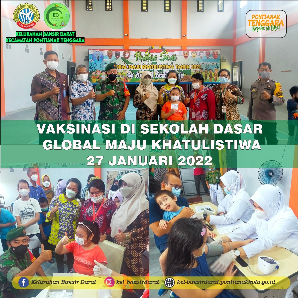 Vaksinasi Di Sekolah Dasar Global Maju Khatulistiwa 27 januari 2022